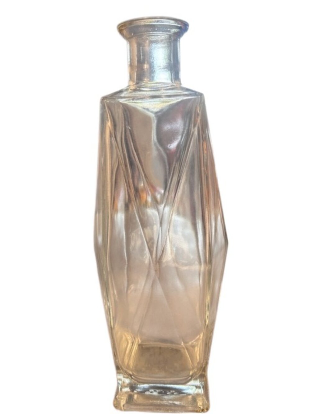 Vintage Seagram’s D-126 Clear Glass Liquor Bottle Decanter Geometric 1960s